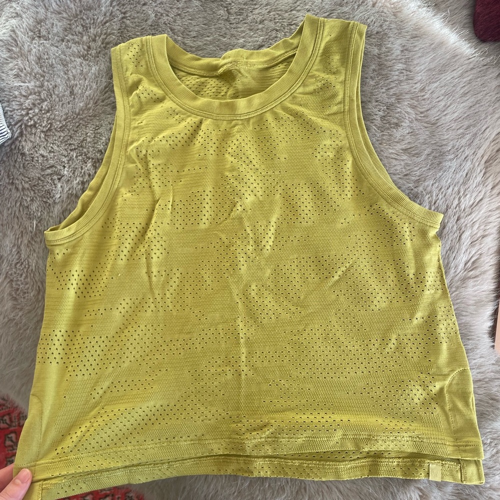 Yellow green Lulu Lemon camo tank size 6